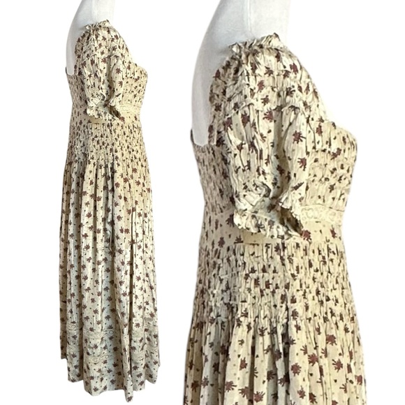 Free People Dainty Cottage Ethereal Bali Juniper Midi Dress 6 Lace Cream Floral - Picture 11 of 16
